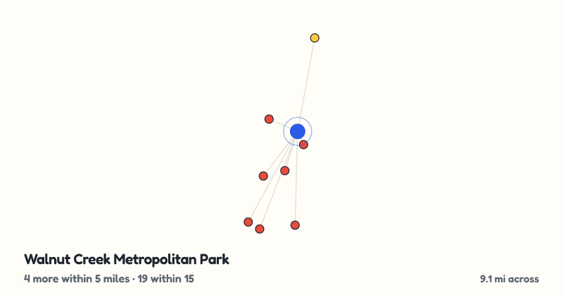 Map of Walnut Creek Metropolitan Park and the 19 other playgrounds within 15 miles